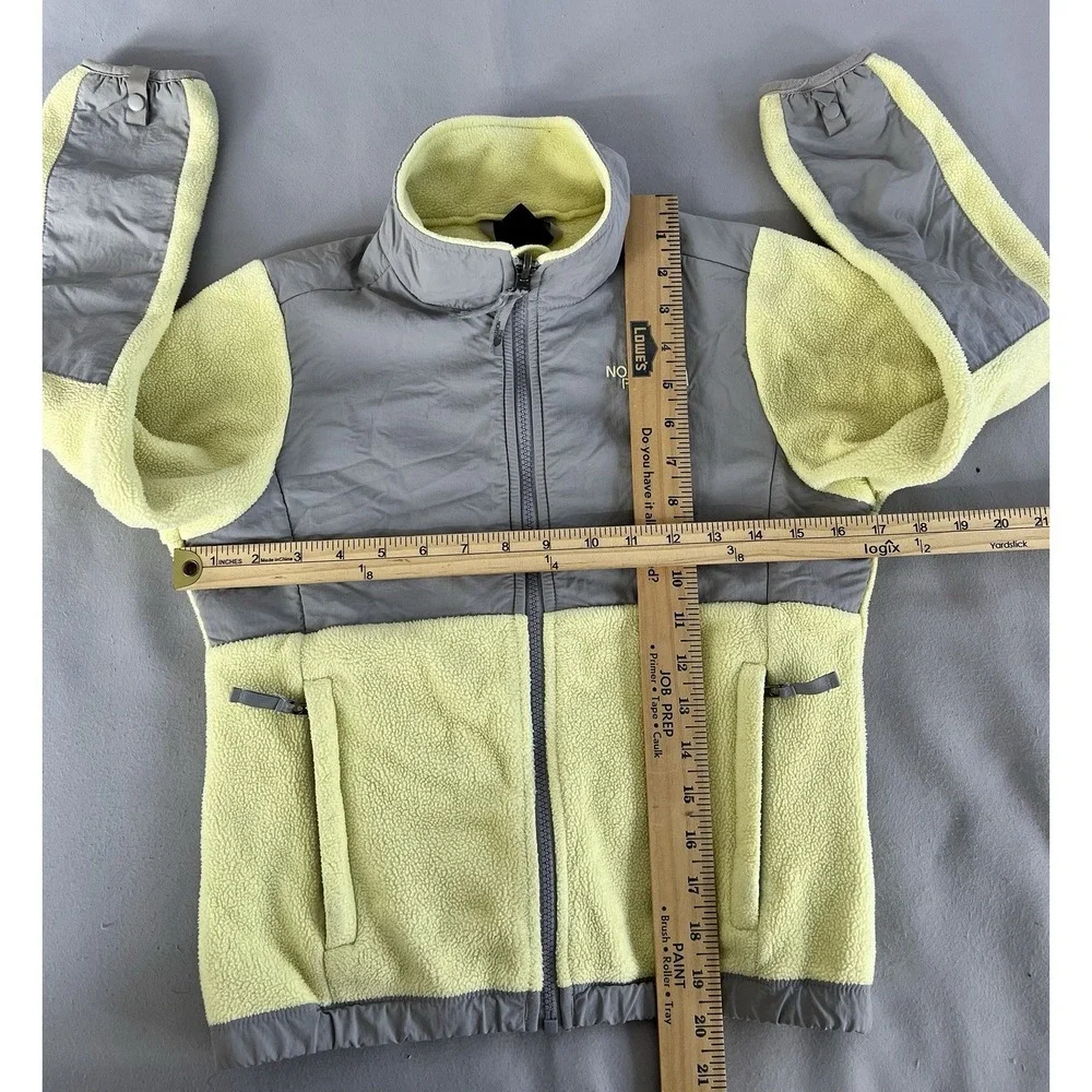 The North Face Hooded Jacket Girl's Small 7/8 Yellow Full Zip‎ Fleece Outdoor